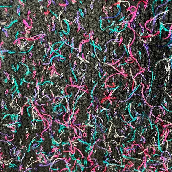 Side Effects Vintage 80s Speckled Eyelash Fuzzy Mock Neck Bishop Sleeve Sweater - Picture 4 of 5